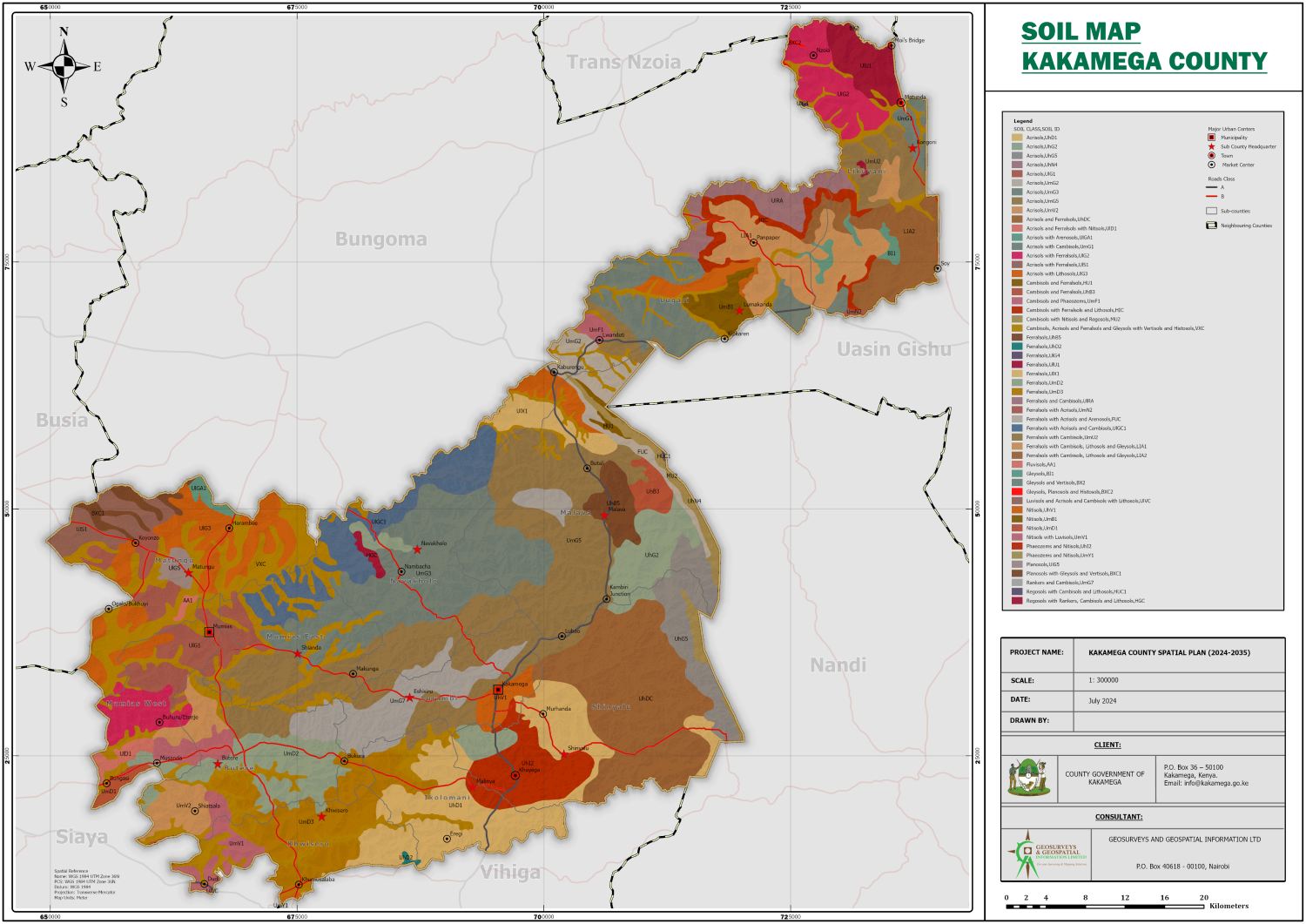 Soil classification map sheet produced for the Kakamega County spatial plan